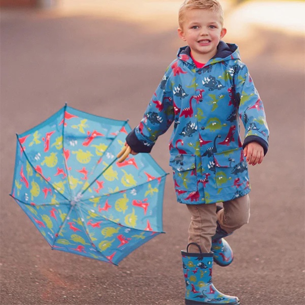 OAKI Kids Blue Dinosaur Snap Jacket size 8